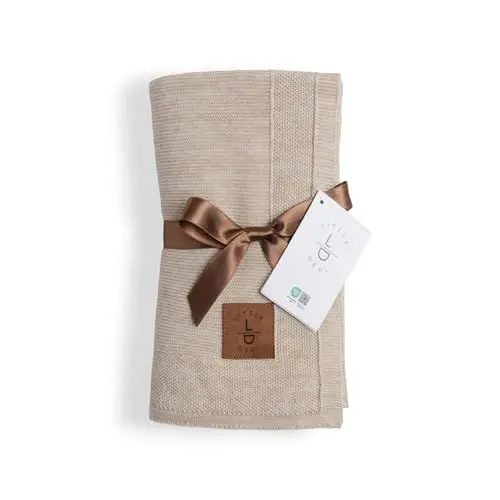 Produktbild: Little Dedi Seidig Weiche Acryl Baby Strickdecke, Oekotex 100 - Hypoallergen und Thermoregulierend - Luxuriöser Komfort, Atmungsaktiv Dua (Hellbraun 80 x 100 cm)