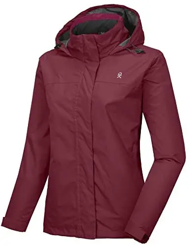 Produktbild: Little Donkey Andy Damen wasserdichte Regenjacke Leichte atmungsaktivem Regenjacke für Outdoor-Windbreaker zum Wandern, Reisen Dunkelrot L