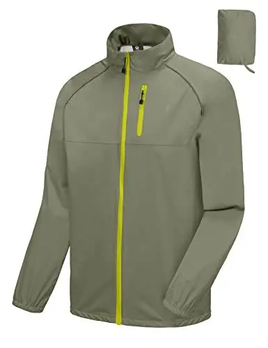 Produktbild: Little Donkey Andy Laufjacke Herren Atmungsaktiv Regenjacke Herren Schnelltrocknende Windjacke Wasserdichte Wandern Running Military Green B Size L