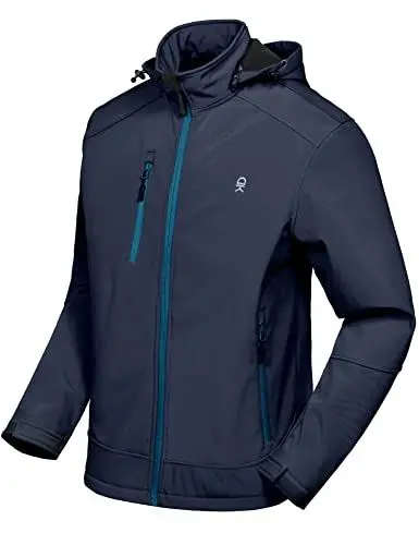 Produktbild: Little Donkey Andy Softshelljacke Herren Wasserdichte Winddichte Atmungsaktive Warm Fleece Übergangsjacke Outdoorjacke mit Kapuze Dunkelblau 3XL