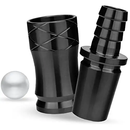 Produktbild: Little Dragon® Shisha-Schlauchadapter 18/8 Schliff Rostfreies Edelstahl - 2-teilig inkl. Ventilkugel - Universal für jede Shisha mit Gewinde geeignet - Shisha Zubehör - Shisha Adapter 18/8