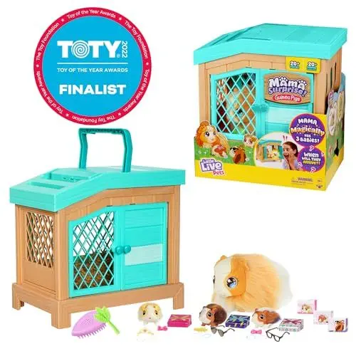 Produktbild: Little Live Pets – Mama Surprise | Interaktives Mama-Meerschweinchen mit Stall und 3 Überraschungsbabys. Über 20 Geräusche und Reaktionen, Spielmuster wiederholbar, 5 Jahre / 60 Monate#
