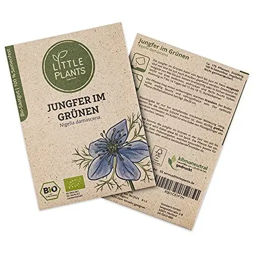 Produktbild: Little Plants BIO Jungfer im Grünen Samen, 175 Blumensamen, hohe Keimrate, 100% Natürlich, BIO Samen Jungfer im Grünen für Blumengarten Blumenbeet Hochbeet – BIO Blumensamen Blumenwiese