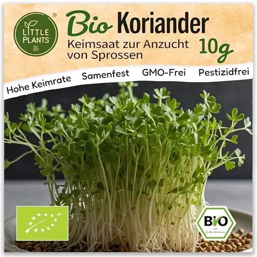 Produktbild: Little Plants Bio Koriander Sprossen Samen (10g) - Koriander-Samen - Koriandersprossen & Microgreens zum Keimen