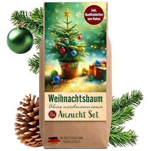 Produktbild: Little Plants Weihnachtsbaum Anzuchtset - Weihnachtsbaum, Adventskalender Füllung, Wichtelgeschenk, Weihnachtsbaum in der Dose, Adventskalender befüllen Inhalt, Tannenbaum Geschenk Set (Variante 1)