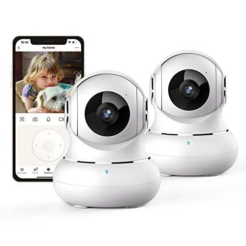 Produktbild: Little elf Überwachungskamera, Litokam 2K Babyphone mit Kamera, WLAN IP Kamera mit Bewegungserkennung, Nachtsicht, 2-Wege Audio, Hunde Kamera unterstützt App Kontrolle und Fernalarm-2 stück