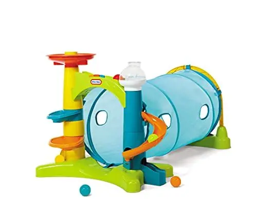 Produktbild: little tikes 658365EUC 2-in-1 Aktivitätstunnel-mit Ballrutsche, Fenster, Geräuschen & Musik-für aktives Spielen, fördert die Entwicklung-leichte Aufbewahrung-inkl. 5 Plastikbälle-ab 1 bis 3 Jahren