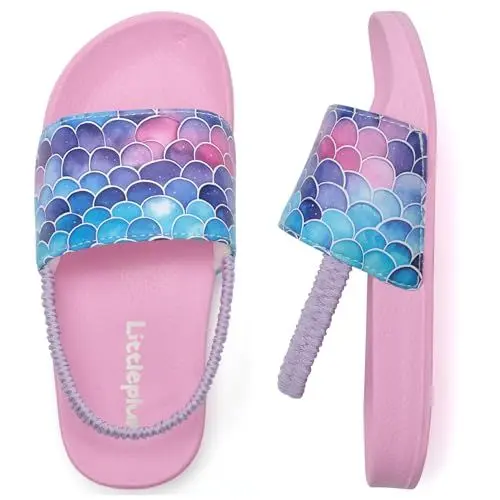 Produktbild: Littleplum Badelatschen Kinder Badesandalen Mädchen Badeschlappen Kinder Badeschuhe(A Blau Rosa,28/29 EU)