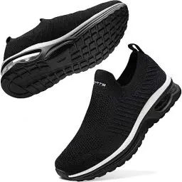 Produktbild: Littleplum Damen Slip On Sneaker Memory Foam Turnschuhe Sportschuhe Bequeme Schlupfschuhe Fitness Laufschuhe Walking Schuhe,A Schwarz Weiß,42 EU