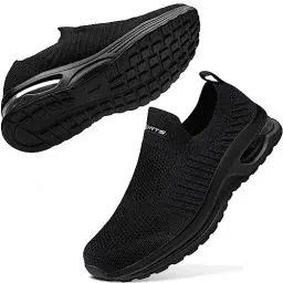 Produktbild: Littleplum Damen Slip On Sneaker Memory Foam Turnschuhe Sportschuhe Bequeme Schlupfschuhe Fitness Laufschuhe Walking Schuhe,A Schwarz,42 EU