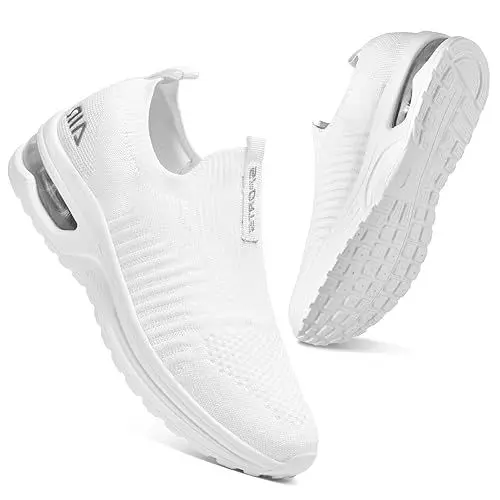 Produktbild: Littleplum Damen Slip On Sneakers Leicht Turnschuhe Bequem Atmungsaktiv Mesh Sneakers Damen Sportschuhe,Weiß,42 EU