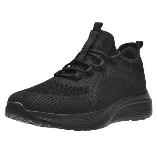 Produktbild: Littleplum Herren Damen Sneakers Leichte Sportschuhe Straßenlaufschuhe Atmungsaktiv Fitness Turnschuhe,F005Schwarz,39 EU