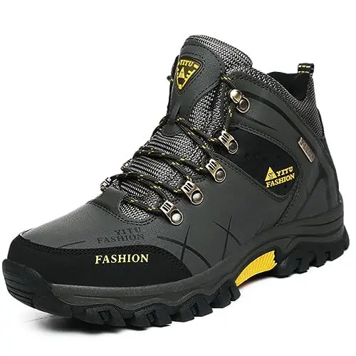 Produktbild: Littleplum Herren Wanderschuhe Atmungsaktiv Outdoor Trekkingschuhe Leichte Hiking Wanderstiefel rutschfeste High Top Sportschuhe mit Warm Gefütter, Grün, 43 EU