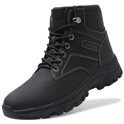 Produktbild: Littleplum Herren Winterschuhe Winterstiefel mit Warm Gefüttert Warm Wasserdicht Wanderschuhe Schneestiefel,ALL Schwarz,44 EU