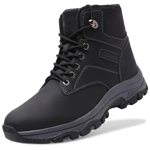Produktbild: Littleplum Herren Winterschuhe Winterstiefel mit Warm Gefüttert Warm Wasserdicht Wanderschuhe Schneestiefel,Schwarz,41 EU