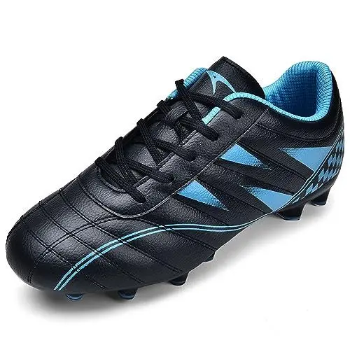 Produktbild: Littleplum Jungen Fußballschuh Kinder Fussballschuhe Footballschuhe Outdoor Athletic Soccer Schuhe Z01,A Schwarz Blau,39 EU