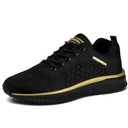 Produktbild: Littleplum Sneaker Laufschuhe Herren Damen Sportschuhe Straßenlaufschuhe Atmungsaktiv Leichte Joggingschuhe Fitness Turnschuhe,B Gold,38 EU