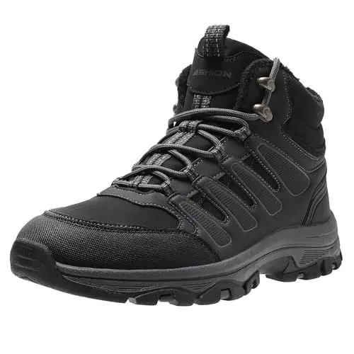 Produktbild: Littleplum Wanderschuhe Herren Trekkingschuhe Wanderstiefel Wasserdicht Herren Winterschuhe Warm Gefüttert High Rise Outdoor Sportschuhe(B Grau,41EU)