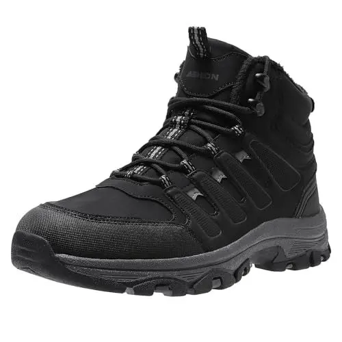 Produktbild: Littleplum Wanderschuhe Herren Trekkingschuhe Wanderstiefel Wasserdicht Herren Winterschuhe Warm Gefüttert High Rise Outdoor Sportschuhe(B Schwarz Grau,43EU)