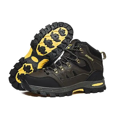 Produktbild: Littleplum Wanderschuhe Herren Trekkingschuhe Wanderstiefel Wasserdicht Herren Winterschuhe Warm Gefüttert High Rise Outdoor Sportschuhe (Grün,43EU)