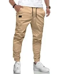 Produktbild: LIUPMWE Herren Hose Chino Cargohose Jogginghose Baumwolle Casual Sporthose Sweatpants Herren mit Taschen Freizeithose Elastische Taille mit Kordelzug,XL,Bronze
