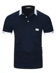 Produktbild: LIUPMWE Poloshirt Herren Kurzarm Polohemd Slim Fit Basic Golf Polo Baumwolle Männer T-Shirt Sommer,L,Blau-New