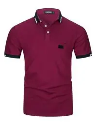 Produktbild: LIUPMWE Poloshirt Herren Kurzarm Polohemd Slim Fit Basic Golf Polo Baumwolle Männer T-Shirt Sommer,XL,Rot-39