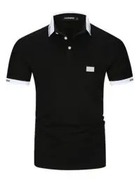 Produktbild: LIUPMWE Poloshirt Herren Kurzarm Polohemd Slim Fit Basic Golf Polo Baumwolle Männer T-Shirt Sommer,L,Schwarz-39