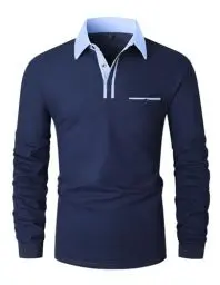 Produktbild: VMSUCIJ Herren Poloshirt Langarm Baumwolle Outdoor Casual Polo Tops Regular Golf T-Shirts,Blau 43,M