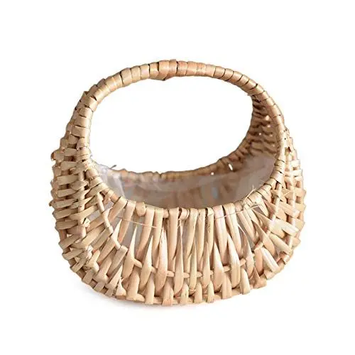 Produktbild: Liuyoyo Blumenmädchenkörbe, Halbmondkorb, Handgewebter Korb, Blumenkörbe mit Kunststoffeinsatz für Hochzeit, Urlaub, Garten, Aufbewahrung, Party, Heimdekoration(#1)