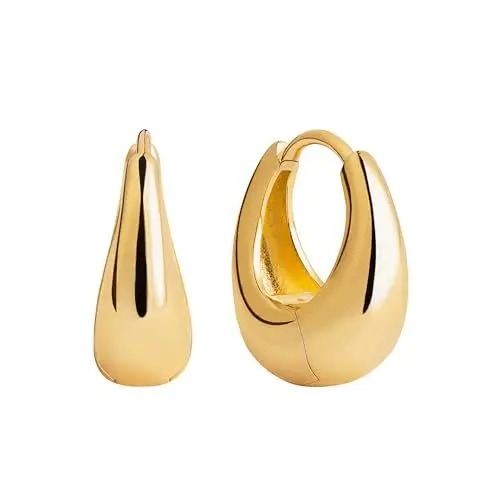 Produktbild: LIVÉA Ohrringe Silber 925， Ohrringe Creolen ，Schmuck Damen vergoldet mit 18 Karat ，für Damen und Mädchen, Durchmesser ca. 21mm，SO24 (Ohrring Silber 2)