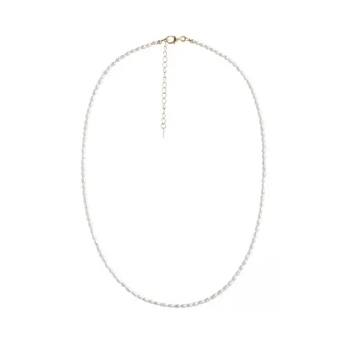 Produktbild: LIVÉA perlenkette damen echte perlen, süßwasserperlen kette,perlenkette damen 45 cm,kette damen perlen lang,halskette damen silber 925 vergoldet， Perlen 6-10mm PK01 (echte süßwasserperlen kette 2)