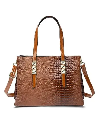 Produktbild: LIVACASA Handtaschen Damen Schultertaschen, Elegant Groß Handtaschen Shopper Krokodilmuster PU Leder Frauen Umhängetasche Taschen