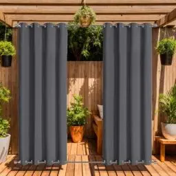 Produktbild: LiveGo Outdoor Vorhang für Garten Terrasse Pavillon Pergola Wasserdicht Winddicht 2 Paneele Outdoor Vorhänge Pergola Pavillon Vorhänge Wärmeisoliert UV-Schutz (Dunkelgrau, H140 x B213 cm (2er Pack))