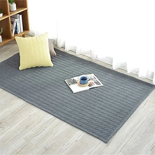 Produktbild: LIVEINU Baumwolle Tatami Teppich mit Anti-Rutsch Unterstützung Faltbarer Abwaschbarer Kinderteppich Spielteppich Babyteppich Fußboden Krabbeldecke 70x240cm Grau