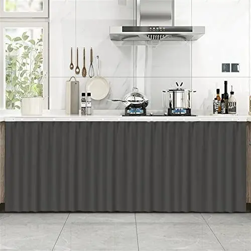Produktbild: LIVEINU Schrankvorhänge für Küche, Kleiderschrank, Badezimmer, Staubdichter Vorhang für Regale, Wandpaneele, hängende Tür, Japanische Noren Selbstklebend 100x100cm Dunkelgrau