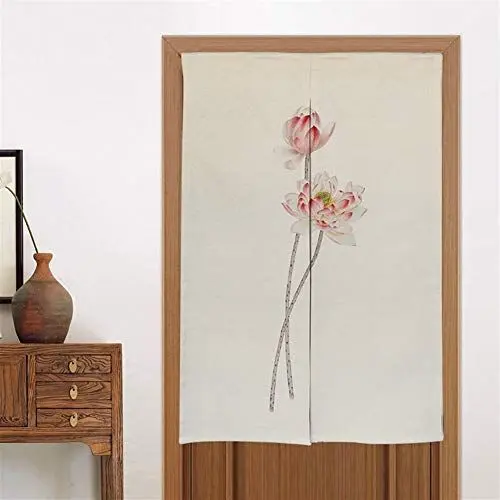 Produktbild: LIVEINU Tür Vorhang in Chinesisches Gemälde Leinen Vorhang Japanische Noren Panels Für Schlafzimmer Tür Vorhang mit Teleskopstange 80x150cm Style 2