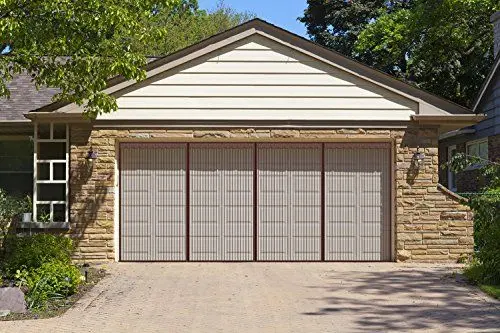 Produktbild: LIVEINU Magnet Fliegengitter Tür Insektenschutz Mit Dreifache Öffnung und Klettband Fassung Moskitonetz Fliegenvorhang für für Garage Tür Terrassenüberdachung Gartenhaus Braun 280 x 240 cm