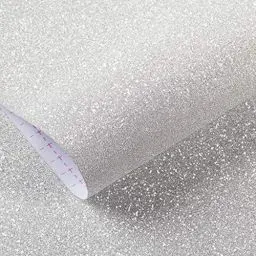 Produktbild: Livelynine Glitzer Tapete Silber Klebefolie Glitzer Selbstklebende Glitzerfolie für Möbel Schminktisch Deko Mädchen Kinder Handy Möbel Selbstklebend Glitzer Papier Basteln Folie Glitzereffekt 40CMx2M