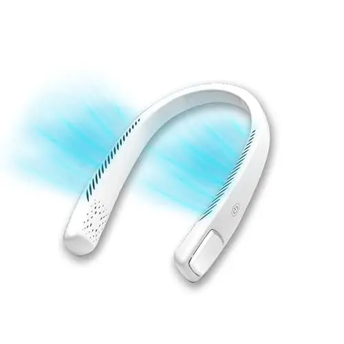 Produktbild: LIVINGTON Cool2Go Nackenventilator – Leichter Ventilator zum Umhängen mit 3 Stufen – mobiler Ventilator mit flexiblem Nackenband und 6 Stunden Laufzeit