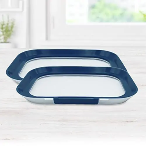 Produktbild: Livington Flex & Fresh Frischhalteplatten 2er-Set - Aufbewahrung Wurst & Käse – Vorratsdosen - spülmaschinengeeignet – luftdicht & stapelbar - Aufschnittbox Kühlschrank - Küche