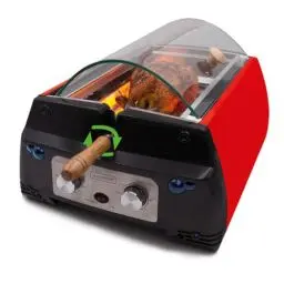 Produktbild: Livington Rotisserie Chef - Rot - Indoorgrill, Drehgrill und Tischgrill - Drehspieß für Hähnchen - Elektrogrill - Maximales Fassungsvermögen - Automatische Abschaltfunktion - Duo-Infrarot Heizelemente