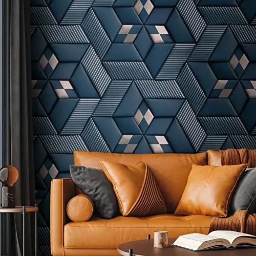 Produktbild: Livingwalls Travel Styles Vliestapete - Abstrakte Tapete in Blau und Silber - klassische Wandtapete für verschiedene Räume in 1,59 m x 2,80 m