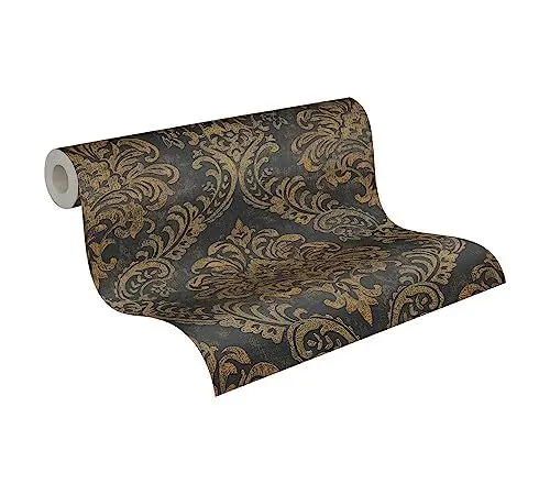 Produktbild: Livingwalls Travel Styles Vliestapete - Tapete in Barockoptik in Schwarz und Gold - klassische Wandtapete für verschiedene Räume in 10,05 m x 0,53 m