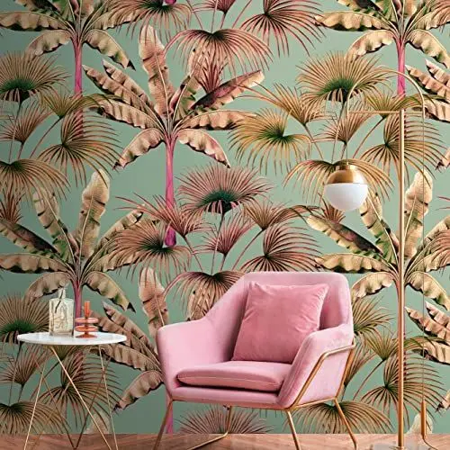 Produktbild: Livingwalls Travel Styles Vliestapete - Tropische Tapete in Blau und Beige - stylische Wandtapete für verschiedene Räume in 1,59 m x 2,80 m