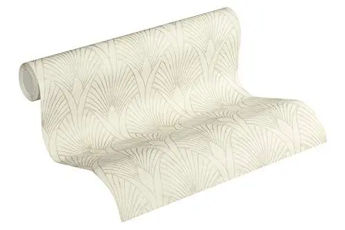 Produktbild: Livingwalls Vliestapete New Walls Tapete 50's Glam Art Deco Optik 10,05 m x 0,53 m metallic creme weiß Made in Germany 374271 37427-1