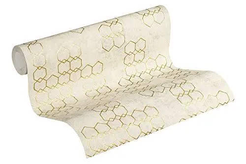 Produktbild: Livingwalls Vliestapete New Walls Tapete Urban Grace geometrisch grafisch 10,05 m x 0,53 m creme metallic grau Made in Germany 374242 37424-2