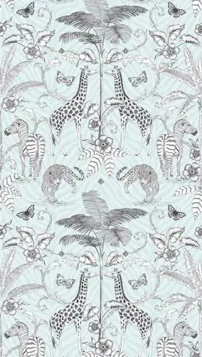 Produktbild: Livingwalls Vliestapete - Tapete Tiere in Weiß, Grau und Grün - Wandtapete für verschiedene Räume - Wandbild XXL 2,80 m x 1,59 m