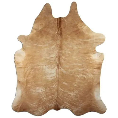 Produktbild: Livorio Premium Kuhfell Teppich - L200 x B180 cm - beige braun - einmaliges Naturprodukt aus Südamerika | Rinderfell | Echtfell | Beige Brindle | K329