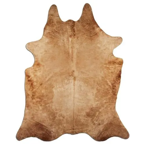 Produktbild: Livorio Premium Kuhfell Teppich - L200 x B180 cm - beige braun - einmaliges Naturprodukt aus Südamerika | Rinderfell | Echtfell | Beige | K328